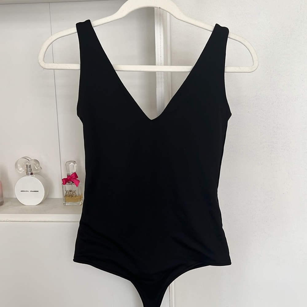 Black v neck bodysuit